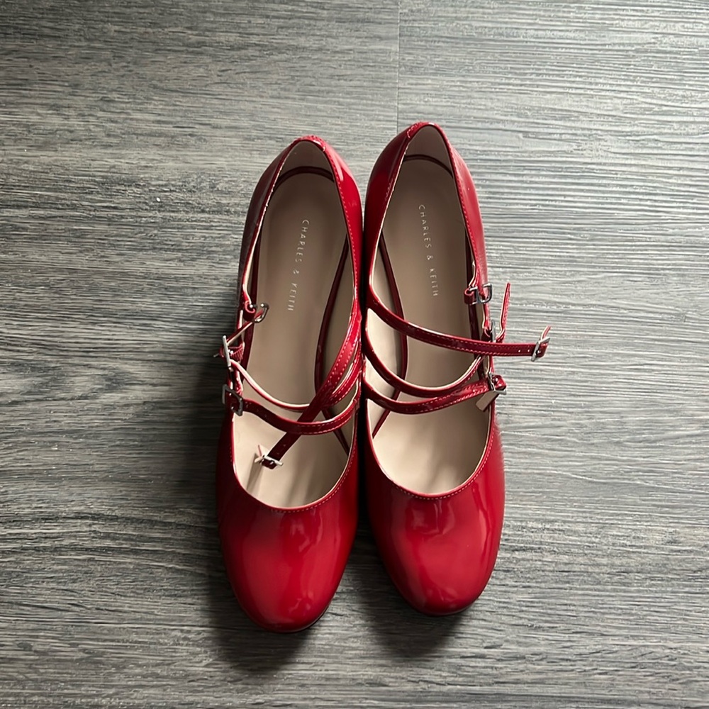 Charles & Keith Red Mary Jane’s Claudine size 39